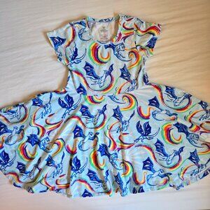 Princess Awesome Rainbow Breathing Dragons Super Twirler Dress with Pockets